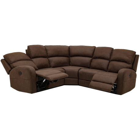 Sofá de canto AFONSO com relax elétrico - castanho