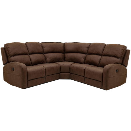 Sofá de canto AFONSO com relax elétrico - castanho