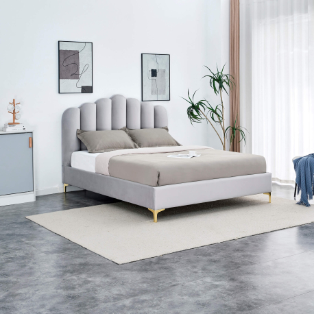 Cama de casal CAMILLA - cinzento