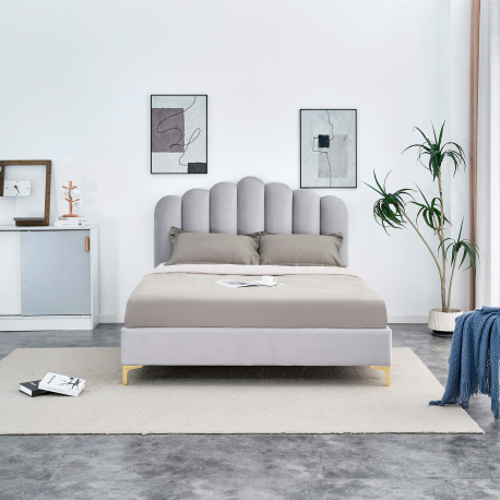 Cama de casal CAMILLA - cinzento