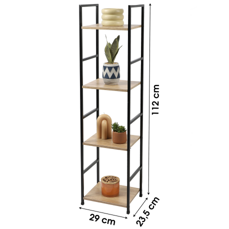 Estante COLORADO com 4 prateleiras (29cm) - carvalho e preto