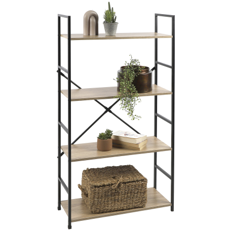 Estante COLORADO com 4 prateleiras (58,5cm) - Carvalho e Preto