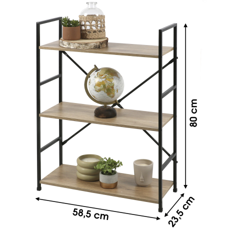Estante COLORADO com 3 prateleiras (58,5cm) - carvalho e preto
