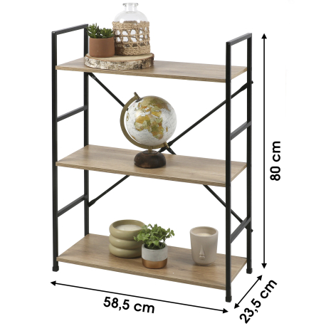 Estante COLORADO com 3 prateleiras - carvalho e preto