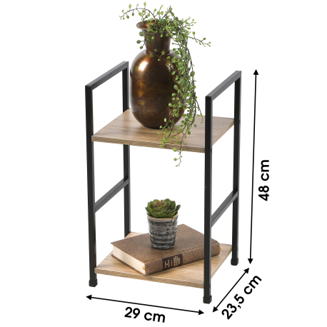 Mesa de apoio COLORADO com 2 prateleiras - Carvalho e Preto Mesa de apoio COLORADO com 2 prateleiras - Carvalho e Preto