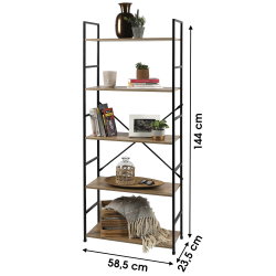 Estante COLORADO com 5 prateleiras (58,5cm) - Carvalho e Preto