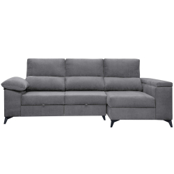 Sofá chaise longue BARON com cama e baú - Cinzento