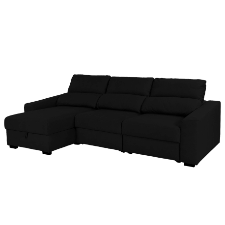 Sofá chaise longue reversível ALABAMA com cama e baú - antracite Sofá chaise longue reversível ALABAMA com cama e baú - antracite