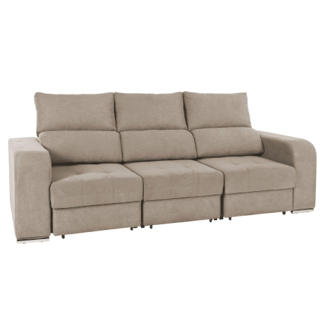 Sofá 3 lugares DUBAI com cama de casal - bege champanhe Sofá 3 lugares DUBAI com cama de casal - bege champanhe