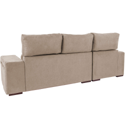 Sofá chaise longue MARBELLA com baú e poufs - Bege - DAKOTA 2