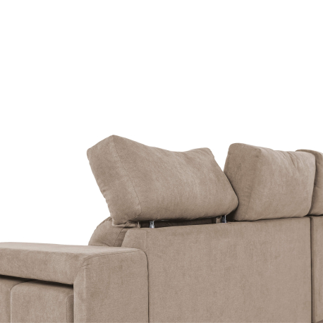 Sofá chaise longue MARBELLA com baú e poufs - Bege - DAKOTA 2