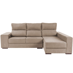 Sofá chaise longue MARBELLA com baú e poufs - Bege - DAKOTA 2