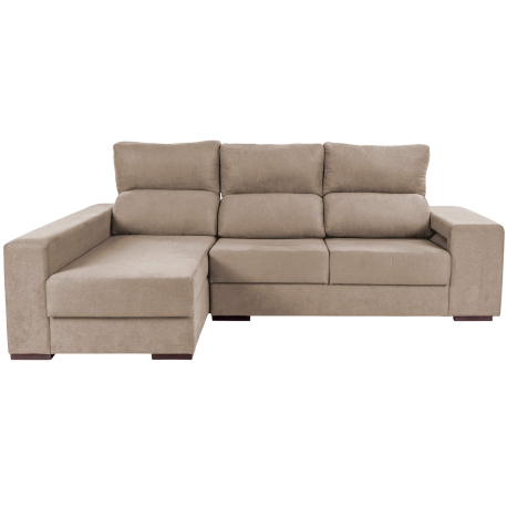 Sofá chaise longue MARBELLA com baú e poufs - Bege - DAKOTA 2 Sofá chaise longue MARBELLA com baú e poufs - Bege - DAKOTA 2