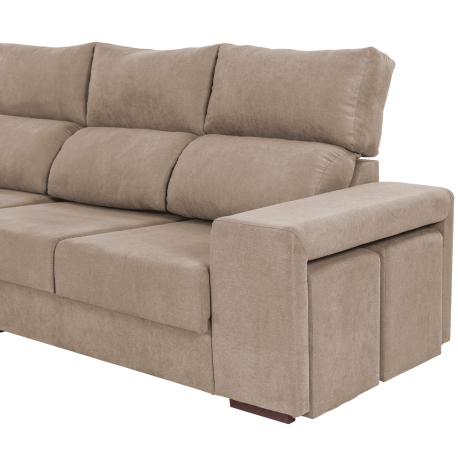 Sofá chaise longue MARBELLA com baú e poufs - Bege - DAKOTA 2