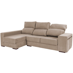 Sofá chaise longue MARBELLA com baú e poufs - Bege - DAKOTA 2 Sofá chaise longue MARBELLA com baú e poufs - Bege - DAKOTA 2