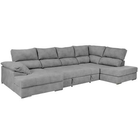 Sofá de canto PARMA com chaise longue e cama - Cinzento - LYLA 8