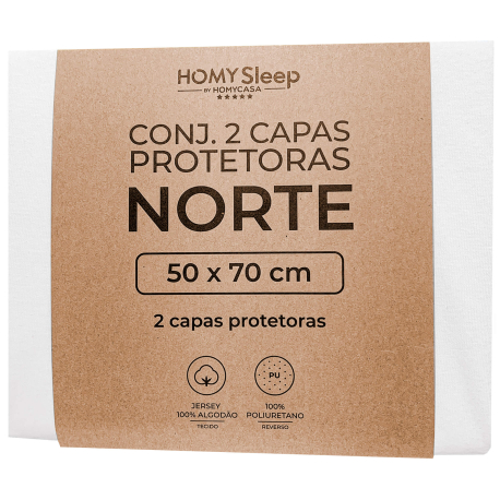 Conjunto 2 capas de almofadas protetoras NORTE - brancas