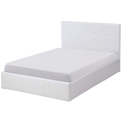 Cama de casal BETTY II Branco (Pele Sintética)