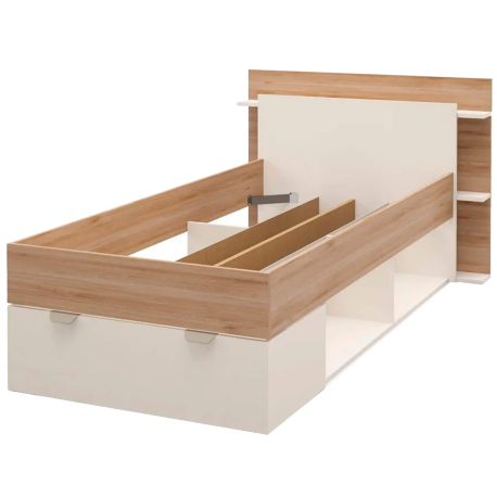 Cama de solteiro ALBO - Carvalho Oak e Visón