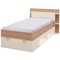 Cama de solteiro ALBO - Carvalho Oak e Visón