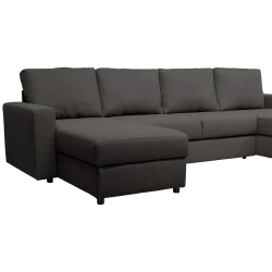 Sofá chaise longue duplo NOBLE com cama e baú - cinzento escuro