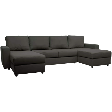 Sofá chaise longue duplo NOBLE com cama e baú - cinzento escuro