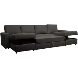 Sofá chaise longue duplo NOBLE com cama e baú - cinzento escuro