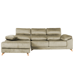 Sofá chaise longue MERIDA com baú - YVONNE 4 - Bege Champanhe
