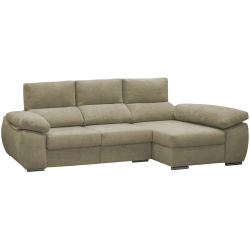 Sofá chaise longue PAMELA com cama e baú - YVONNE 4 - Bege Champanhe