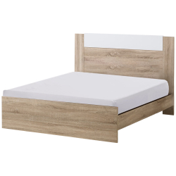 Cama de casal PARIS Carvalho Natura e Branco