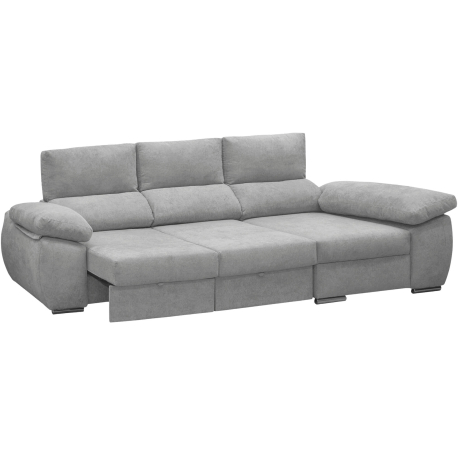 Sofá chaise longue PAMELA com cama e baú - YVONNE 13 - Cinzento Claro Sofá chaise longue PAMELA com cama e baú - YVONNE 13 - Cinzento Claro