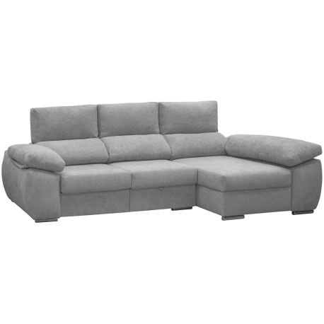 Sofá chaise longue PAMELA com cama e baú - YVONNE 13 - Cinzento Claro Sofá chaise longue PAMELA com cama e baú - YVONNE 13 - Cinzento Claro