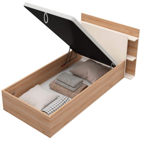 Cama de solteiro elevatória BRENDA - carvalho e branco Cama de solteiro elevatória BRENDA - carvalho e branco