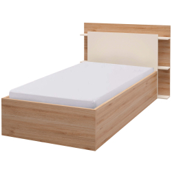 Cama de solteiro elevatória BRENDA - carvalho e branco