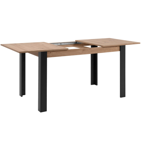 Mesa retangular extensível TOLOSA - Carvalho Artesanato e Preto, Tamanho - 100 - 150 cm