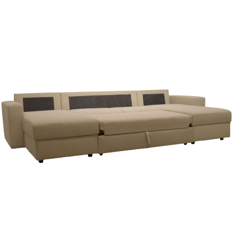 Sofá chaise longue duplo NOBLE com cama e baú - bege