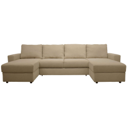 Sofá chaise longue duplo NOBLE com cama e baú - bege