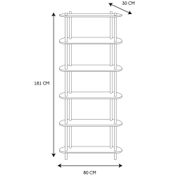 Estante COBE - carvalho e preto - 181cm - medidas