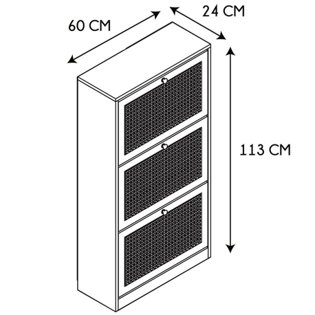 Sapateira 3 Portas BALI - Carvalho Rattan - dimensões