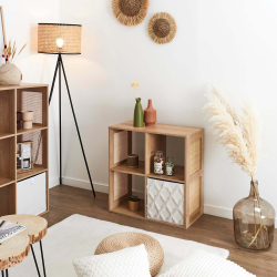 Estante BALI em rattan e com 4 cubos - carvalho rattan Estante BALI em rattan e com 4 cubos - carvalho rattan