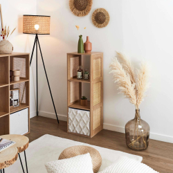 Estante BALI em rattan e com 3 cubos - carvalho rattan