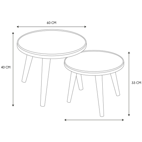 Conjunto de 2 mesas de apoio FELIX - carvalho e preto Conjunto de 2 mesas de apoio FELIX - carvalho e preto