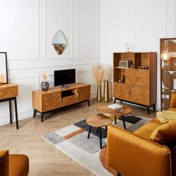 Conjunto de 2 mesas de apoio FELIX - carvalho e preto Conjunto de 2 mesas de apoio FELIX - carvalho e preto