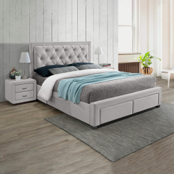 Cama de casal BIA com 4 gavetas - bege champanhe Cama de casal BIA com 4 gavetas - bege champanhe