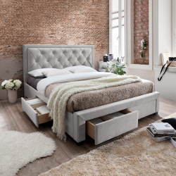 Cama de casal BIA com 4 gavetas - bege champanhe Cama de casal BIA com 4 gavetas - bege champanhe