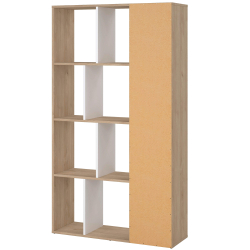 Estante PENEDA com 1 porta e 6 prateleiras - branco e carvalho Estante PENEDA com 1 porta e 6 prateleiras - branco e carvalho