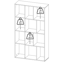 Estante PENEDA com 1 porta e 6 prateleiras - branco e carvalho Estante PENEDA com 1 porta e 6 prateleiras - branco e carvalho
