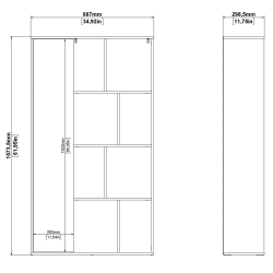Estante PENEDA com 1 porta e 6 prateleiras - branco e carvalho Estante PENEDA com 1 porta e 6 prateleiras - branco e carvalho