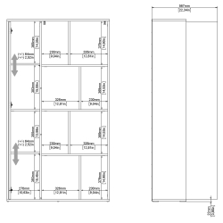 Estante PENEDA com 1 porta e 6 prateleiras - branco e carvalho Estante PENEDA com 1 porta e 6 prateleiras - branco e carvalho
