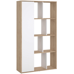 Estante PENEDA com 1 porta e 6 prateleiras - branco e carvalho Estante PENEDA com 1 porta e 6 prateleiras - branco e carvalho